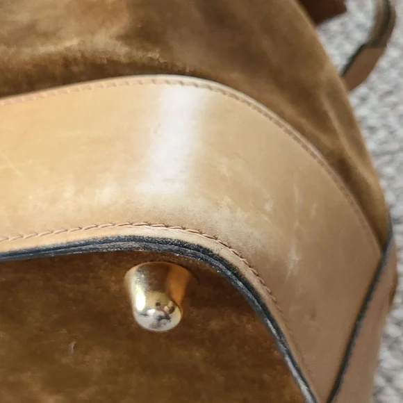 GUCCI suede travel bag, vintage, large rectangular satchel,  rare - Picture 12 of 16